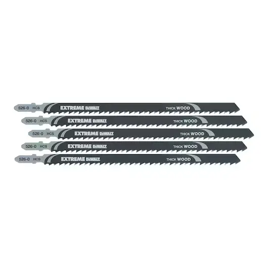 DeWalt DT2167-QZ Set 5 Lame HCS per Seghetto per Taglio Legno Laminati Compensato e Plastica 180mm
