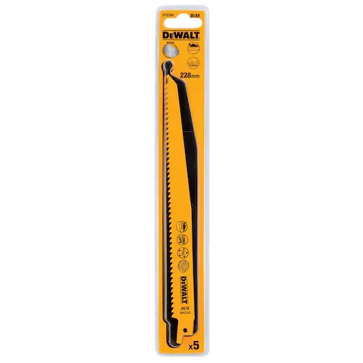 DeWalt DT2349-QZ Set 5 Lame Bi-Metal per Sega Orizzontale per Legno e Plastica 228mm
