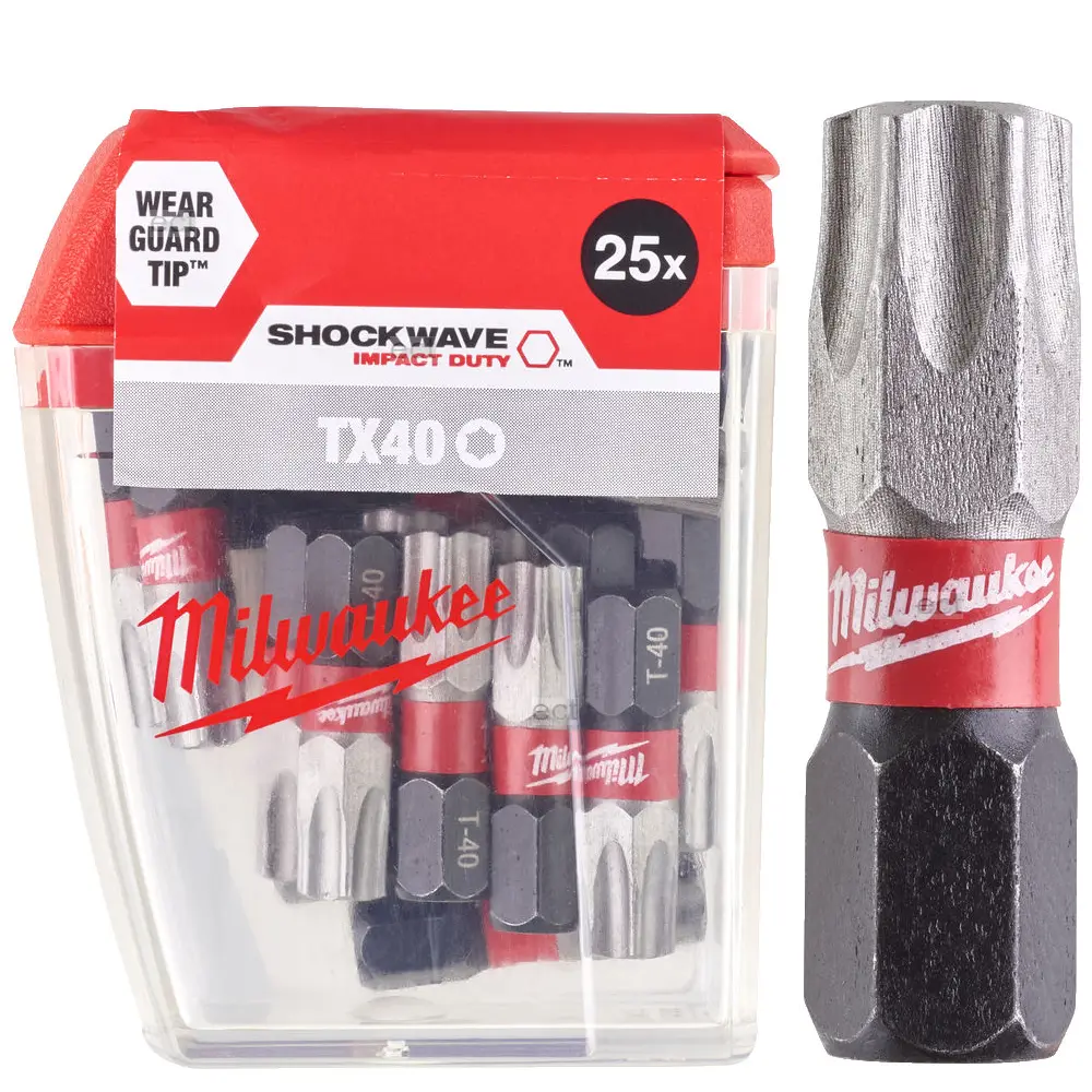 Milwaukee 4932430889 BIT Shockwave per Avvitatori Confezione Torx Tx40 x 25 Pezzi CD Tic-Tac