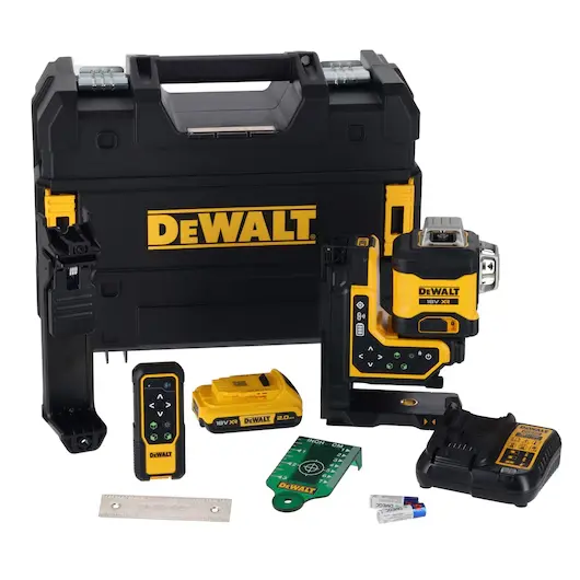 DeWalt DCLE34035D1-QW Livella Tracciatore Laser Multilinea 3 x 360° con Telecomando Raggio Verde con Batteria 2Ah + Caricabatterie + Valigia