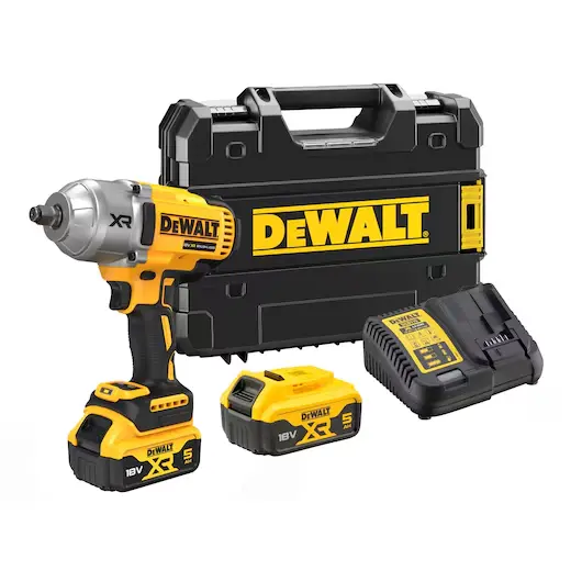 DeWalt DCF900P2T-QW Avvitatore Impulsi Alta Potenza 1/2" Hog Ring Brushless 4 Modalità con 2 Batterie 5Ah + Caricabatterie + Valigia T-Stak