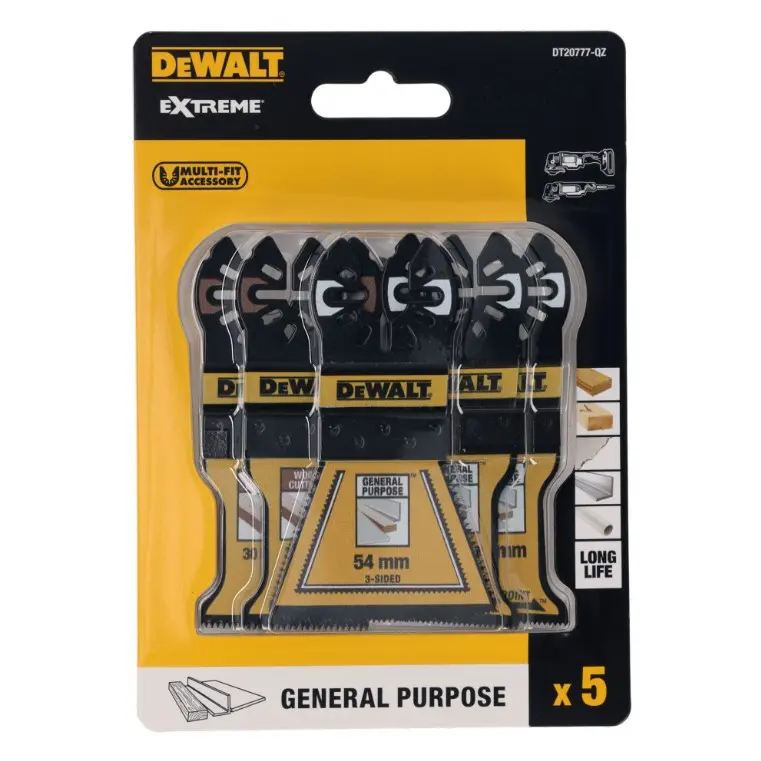 DeWalt DT20777-QZ Set 5 Lame Multifunzione - 2 Bimetalliche Affondo - 1 Taglio - 2 HCS