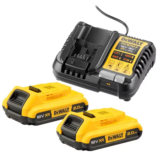DeWalt DCB1104D2-QW Kit 2 Batterie XR 18V 2Ah + Caricabatteria