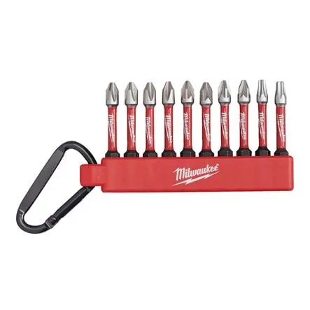 [111682] Milwauke 4932492939 Set 10 Bit Shockwave per Avvitatori ad Impulsi + Moschettone