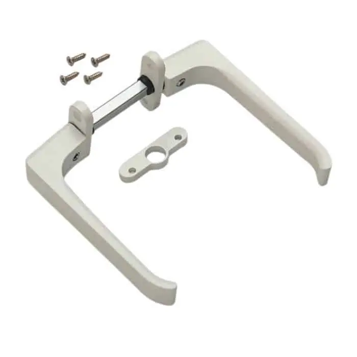Savio 1625 Maniglia Doppia Rumba per Serramento Rosetta Ovale Finitura Bianco