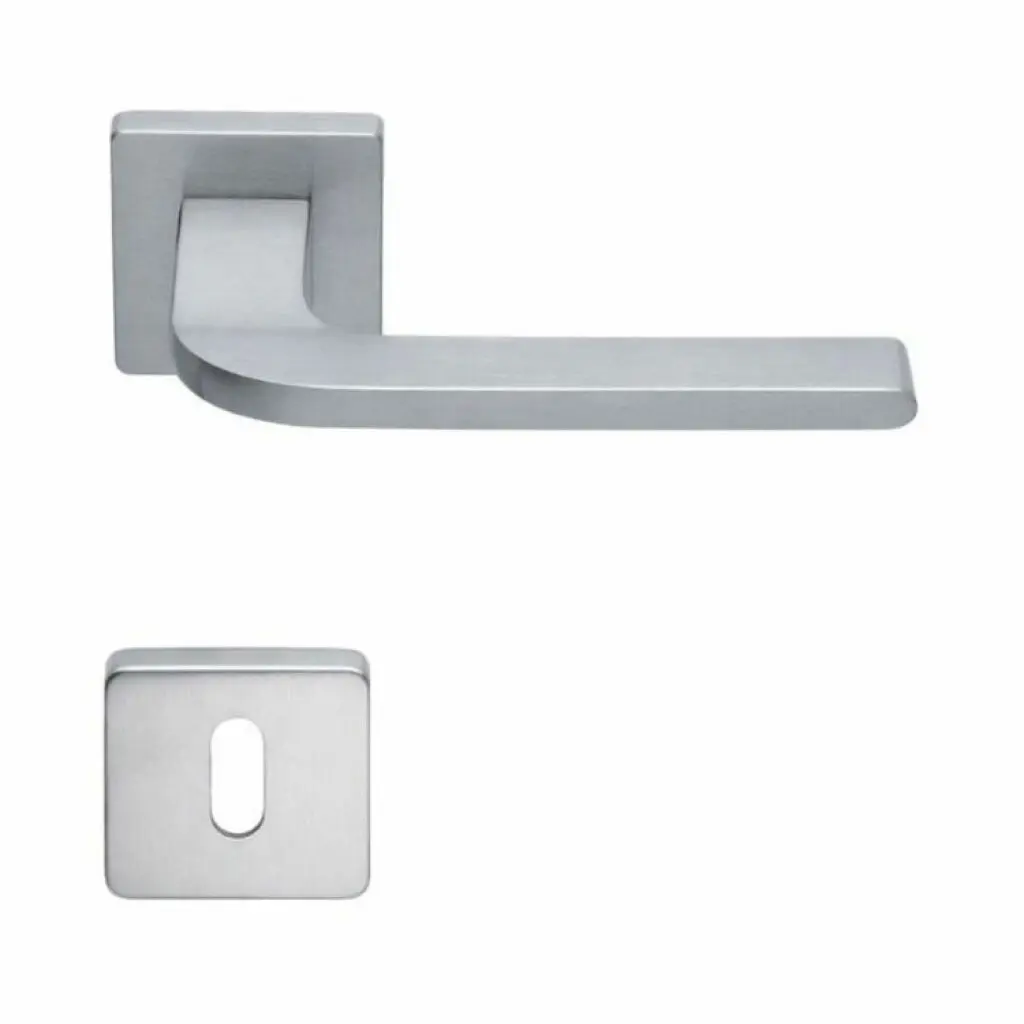 AD-Tech HELIA-121RBQ CSA Maniglia per Porta Rosetta e Bocchetta Bassa Quadra 50x50x7mm Foro Patent Zama Finitura Cromo Satinato
