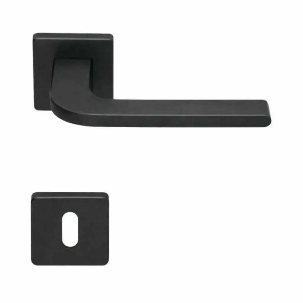 AD-Tech HELIA-121RBQ NEO Maniglia per Porta Rosetta e Bocchetta Bassa Quadra 50x50x7mm Foro Patent Zama Finitura Nero Opaco