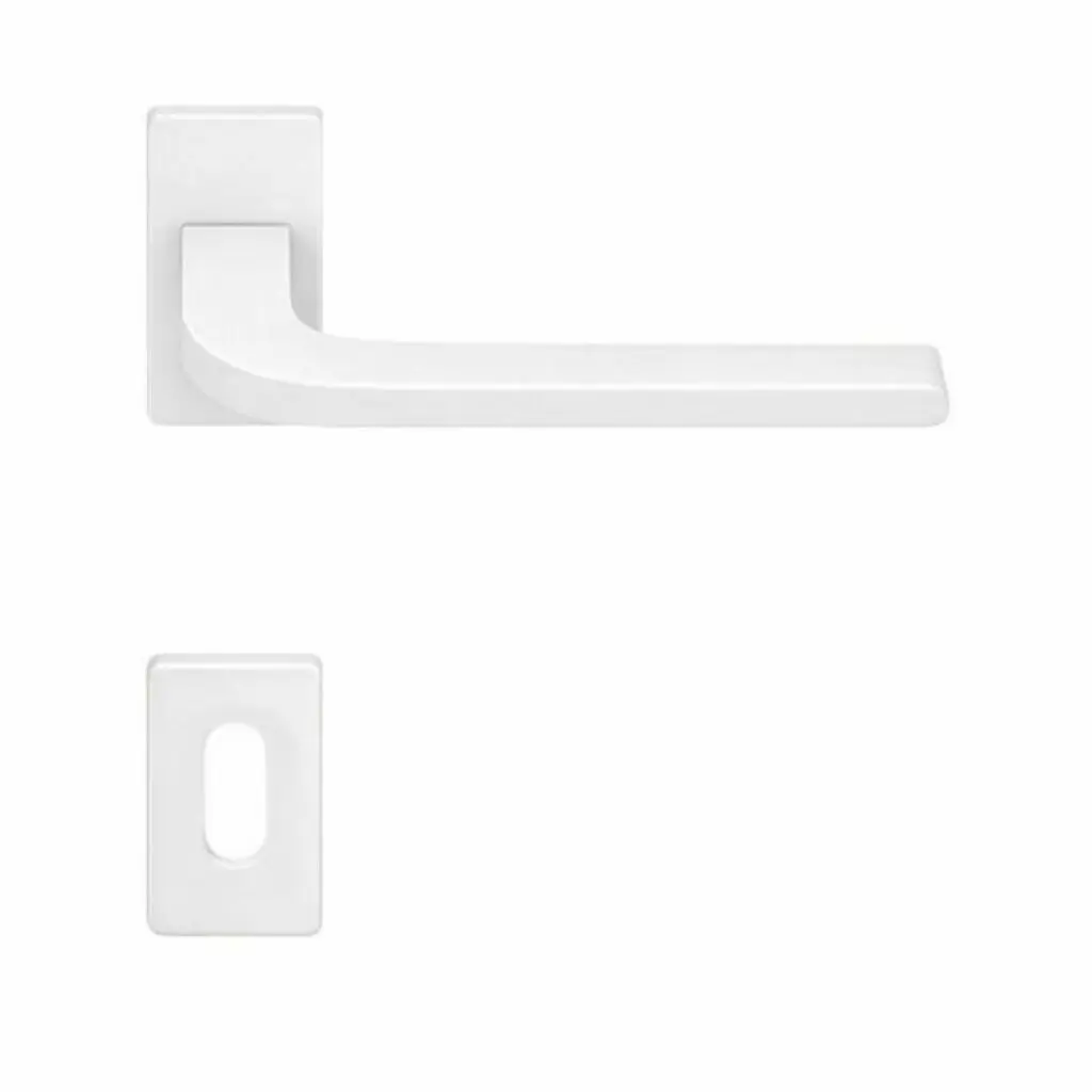 AD-Tech HELIA-121RBR BIA Maniglia per Porta Rosetta e Bocchetta Bassa Rettangolare 62x32x7mm Foro Patent Zama Finitura Bianco Opaco