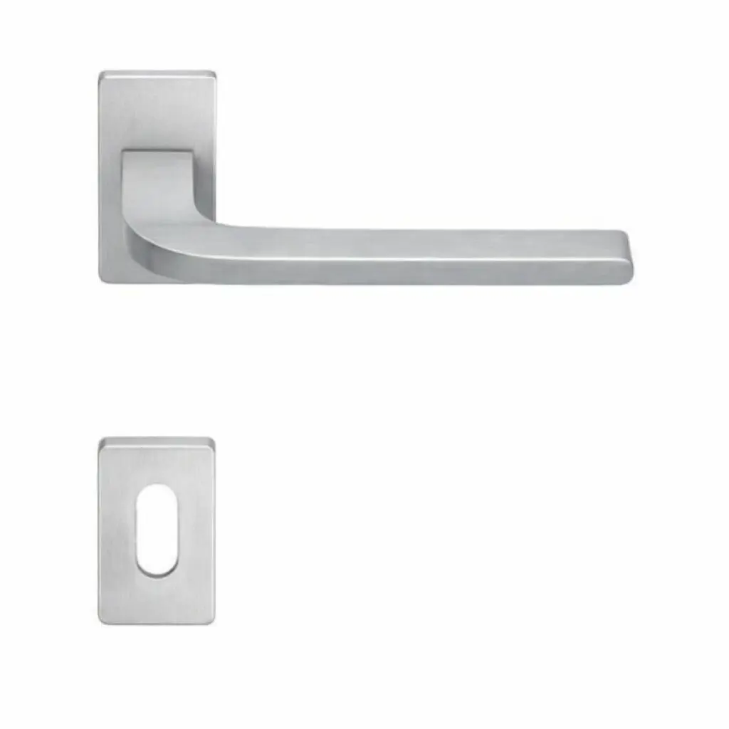 AD-Tech HELIA-121RBR CSA Maniglia per Porta Rosetta e Bocchetta Bassa Rettangolare 62x32x7mm Foro Patent Zama Finitura Cromo Satinato