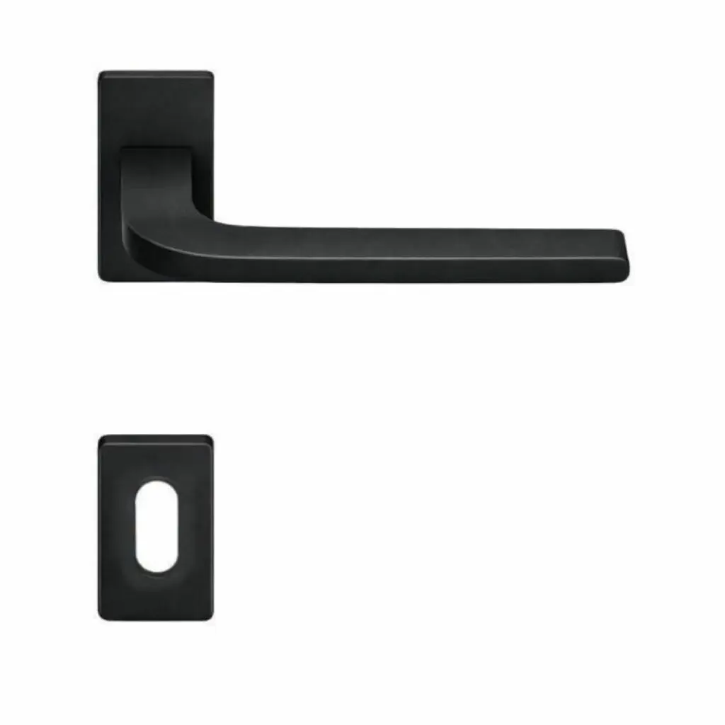 AD-Tech HELIA-121RBR NEO Maniglia per Porta Rosetta e Bocchetta Bassa Rettangolare 62x32x7mm Foro Patent Zama Finitura Nero Opaco