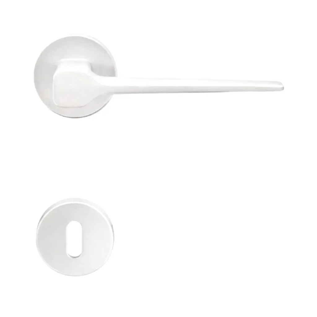 AD-Tech VOLTA-122RBT BIA Maniglia per Porta Rosetta e Bocchetta Bassa Tonda 50x7mm Foro Patent Zama Finitura Bianco Opaco
