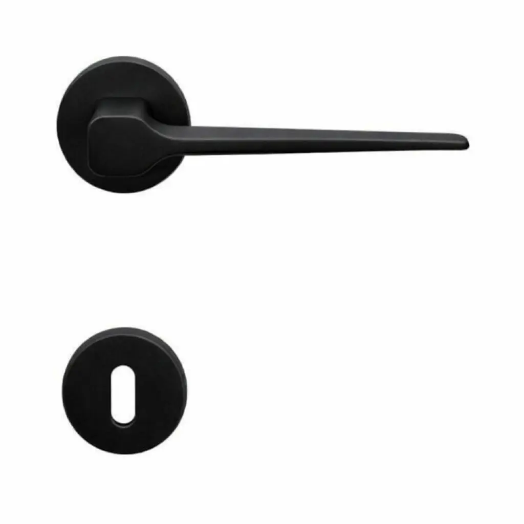 AD-Tech VOLTA-122RBT NEO Maniglia per Porta Rosetta e Bocchetta Bassa Tonda 50x7mm Foro Patent Zama Finitura Nero Opaco