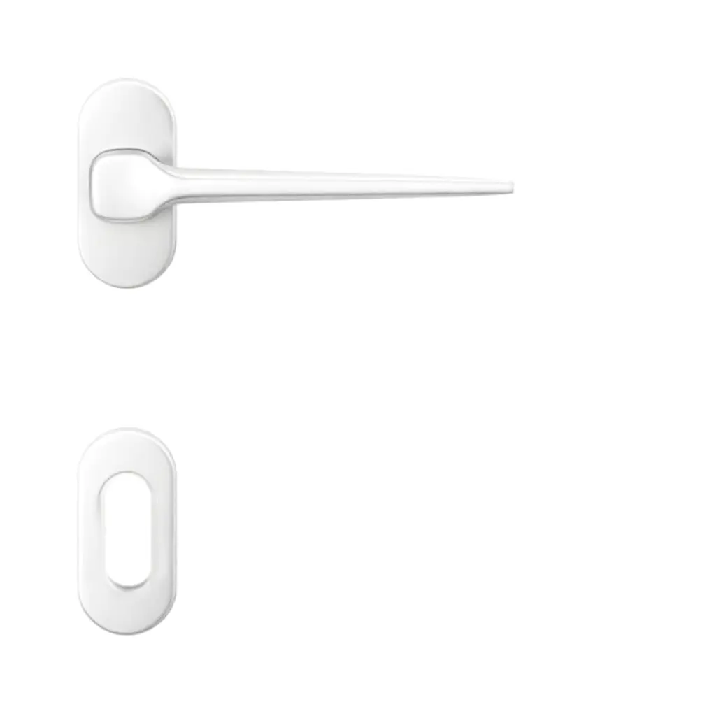 AD-Tech VOLTA-122RBO BIA Maniglia per Porta Rosetta e Bocchetta Bassa Ovale 62x32x7mm Foro Patent Zama Finitura Bianco Opaco
