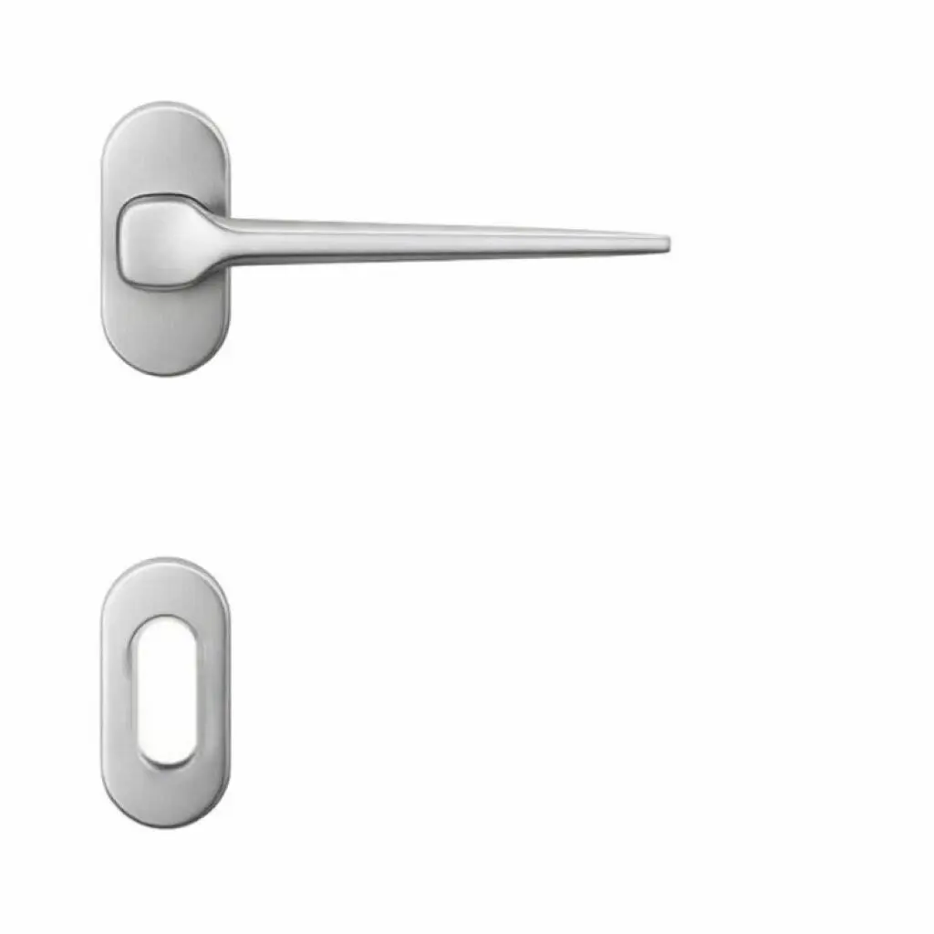 AD-Tech VOLTA-122RBO CSA Maniglia per Porta Rosetta e Bocchetta Bassa Ovale 62x32x7mm Foro Patent Zama Finitura Cromo Satinato