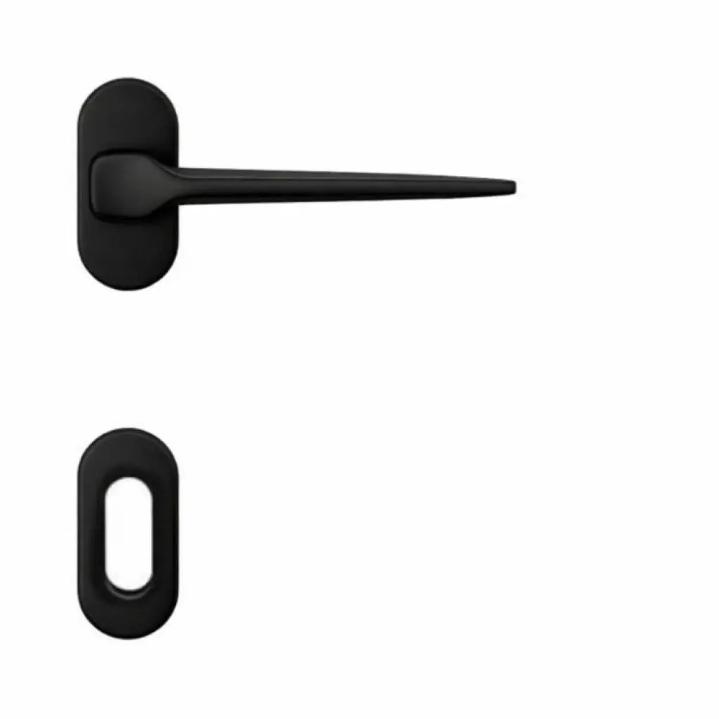 AD-Tech VOLTA-122RBO NEO Maniglia per Porta Rosetta e Bocchetta Bassa Ovale 62x32x7mm Foro Patent Zama Finitura Nero Opaco
