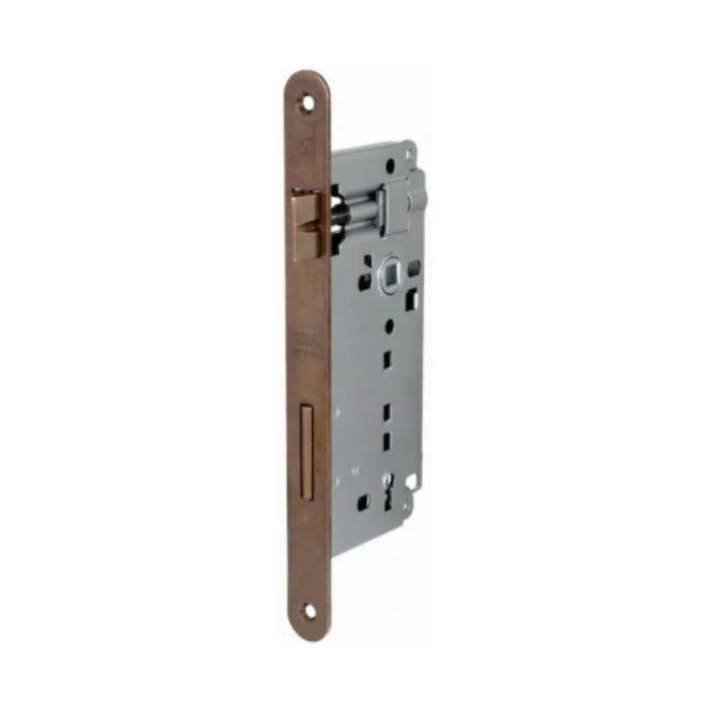 AGB B005915022 Serratura Patent Incasso per Porta Interni Entrata 50mm Interasse 90mm Bordo Tondo 238x22mm Acciaio Finitura Bronzato