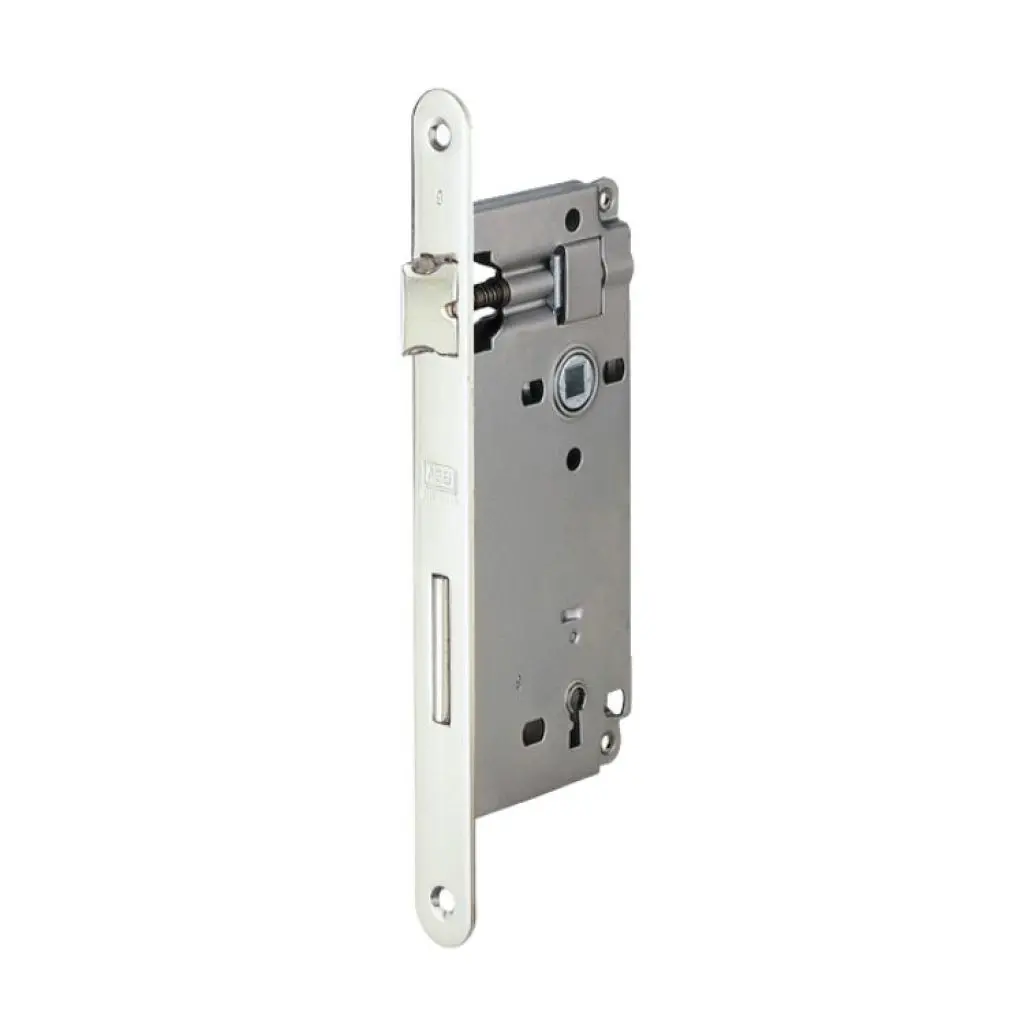 AGB B005915006 Serratura Patent Incasso per Porta Interni Entrata 50mm Interasse 90mm Bordo Tondo 238x22mm Acciaio Finitura Nichelato