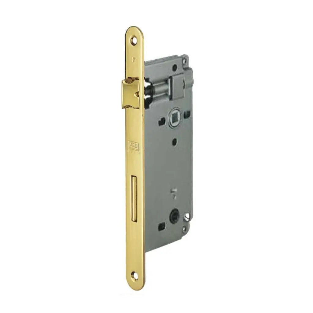 AGB B005955003 Serratura Patent WC Incasso Porta Bagno Entrata 50mm Interasse 90mm Bordo Tondo 238x22mm Acciaio Finitura Ottonato Verniciato