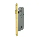 AGB B005955003 Serratura Patent WC Incasso Porta Bagno Entrata 50mm Interasse 90mm Bordo Tondo 238x22mm Acciaio Finitura Ottonato Verniciato