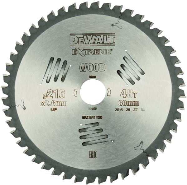 DeWalt DT4280-QZ Lama Extreme Serie 40 per Legno Ø260x30 con 80 Denti Trapezioidali