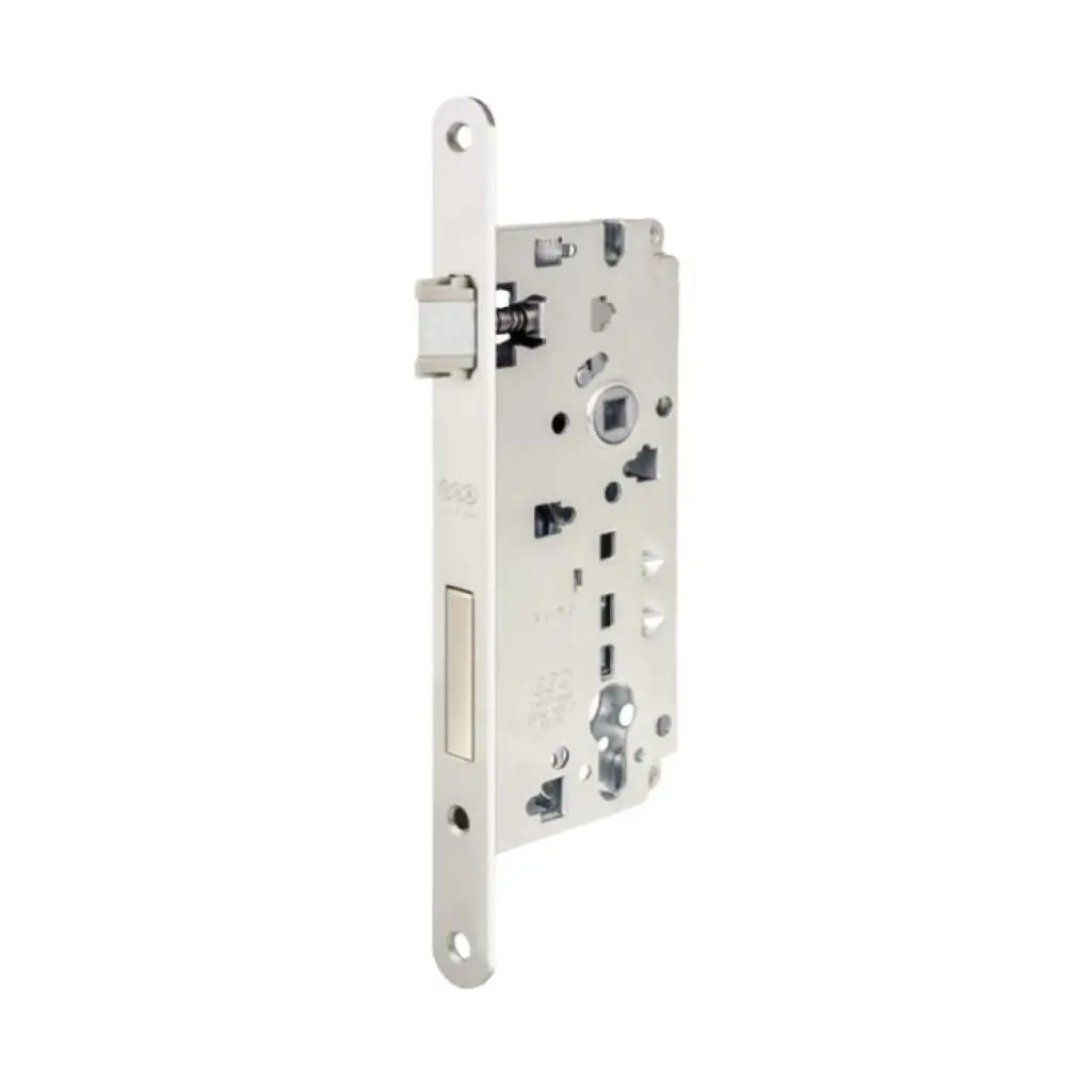 AGB B808515006 Serratura Sicurezza 2.0 Incasso per Portoncini in Legno Entrata 50mm Interasse 85mm Bordo Tondo 238x22mm Acciaio Finitura Nichelato