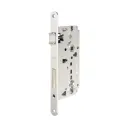 AGB B808515006 Serratura Sicurezza 2.0 Incasso per Portoncini in Legno Entrata 50mm Interasse 85mm Bordo Tondo 238x22mm Acciaio Finitura Nichelato
