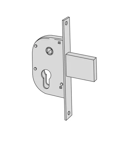 Cisa 42212300 Serratura 1 Mandata da Infilare a Cilindro per Cancelli E30 F. 22mm con quadro Maniglia Passante