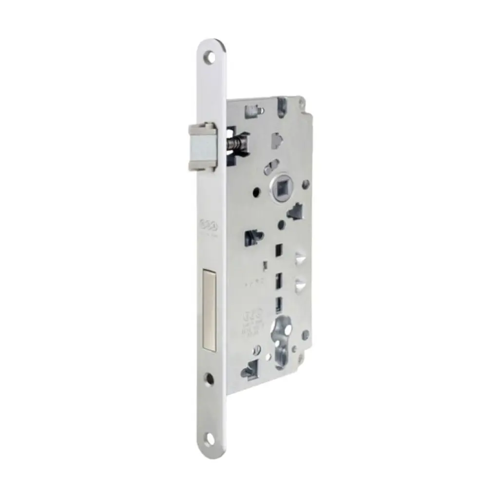 AGB B808515034 Serratura Sicurezza 2.0 Incasso per Portoncini in Legno Entrata 50mm Interasse 85mm Bordo Tondo 238x22mm Acciaio Finitura Cromato Opaco