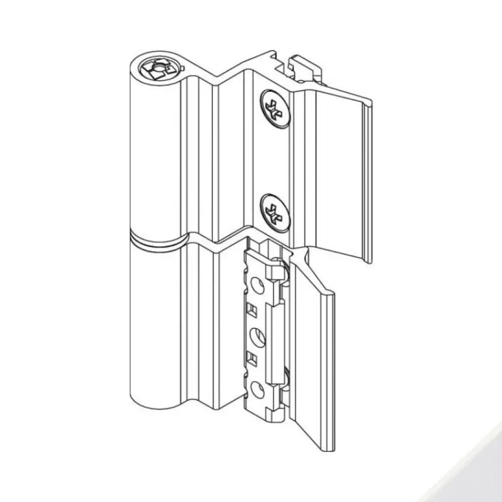 Giesse 00278410U Cerniera Flash Base per Terza Anta Complanare Profilo DOMAL 40 Altezza 93mm Portata 75-85Kg Alluminio Finitura Bianco