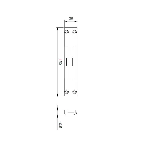 Iseo 033065 Contropiastra per Serrature da Fascia e da Montante R40-R50 Nylon
