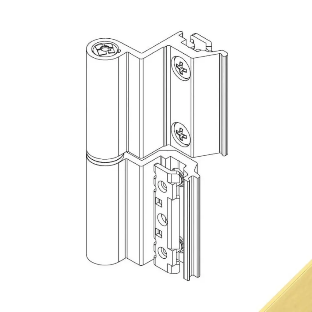 Giesse 00121040U Cerniera Flash Base per Terza Anta Profilo CU Altezza 93mm Portata 75-85Kg Alluminio Finitura Oro