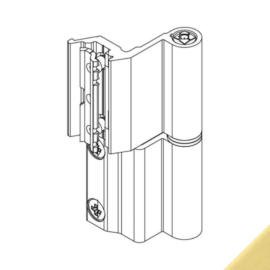 Giesse 00128040U Cerniera Flash Base per Finestra Profilo Erre 40 Reversibile Altezza 93mm Portata 75-85Kg Alluminio Finitura Oro