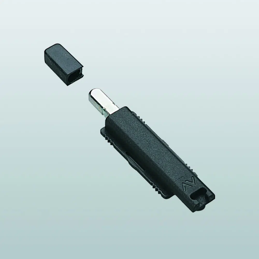[003278] Savio 1485 Terminale Asta in Nylon Nero con Puntale da Ø8mm in Acciaio Zincato