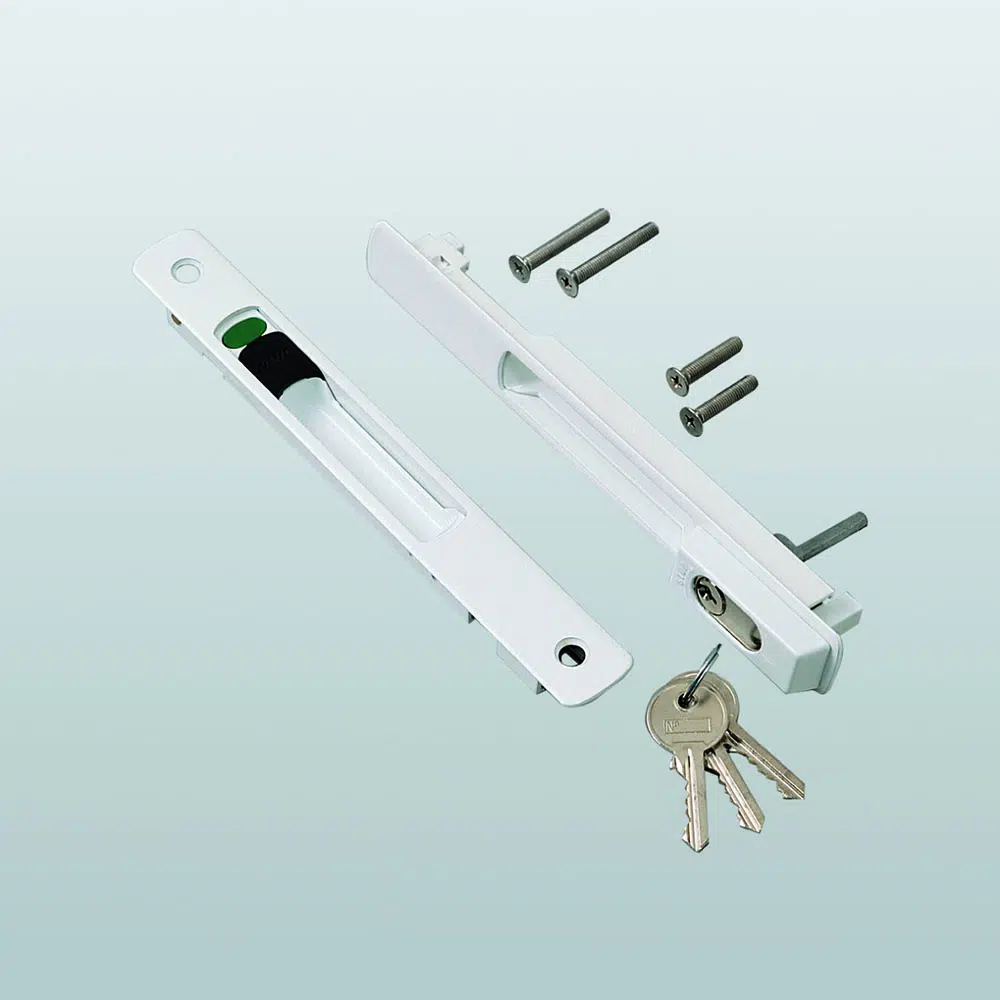 Savio 2073.1 Modulodue Maniglia ad Incasso Doppia per Scorrevole con Cilindro 196x24mm Finitura Verniciato Bianco