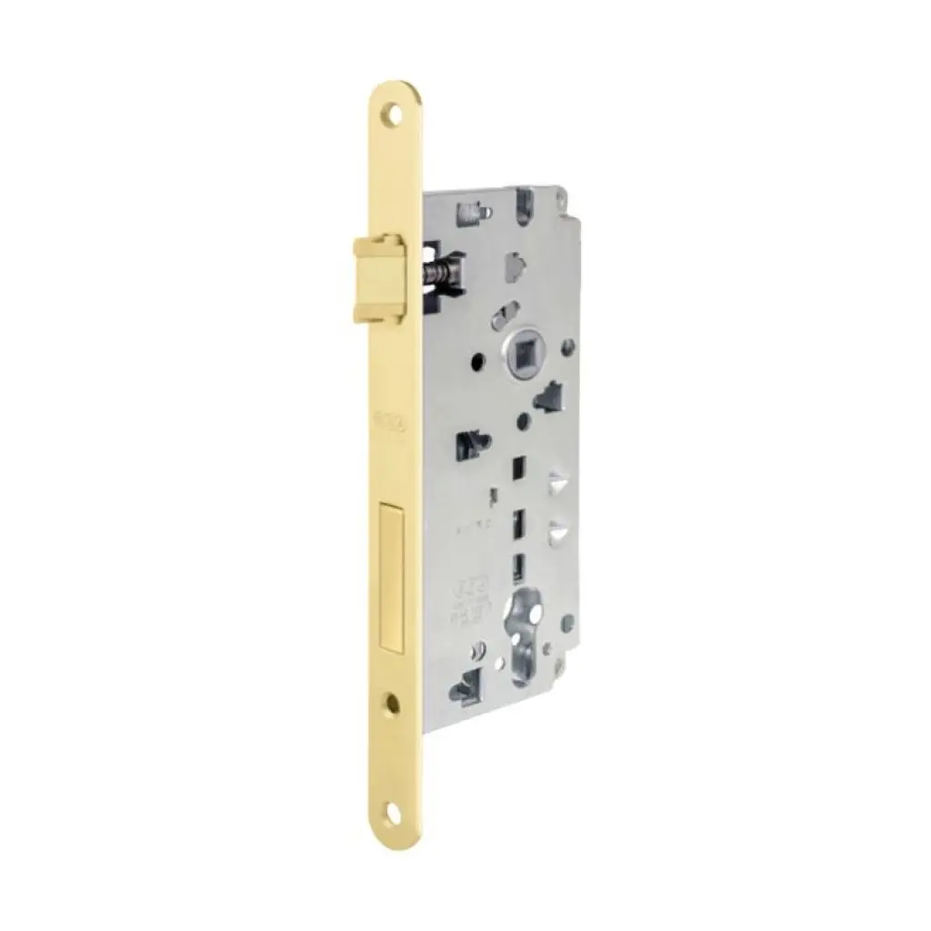 AGB B808516003 Serratura Sicurezza 2.0 Incasso per Portoncini in Legno Entrata 60mm Interasse 85mm Bordo Tondo 238x22mm Acciaio Finitura Ottonato Verniciato