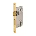 AGB B010245003 Serratura Centro Yale Incasso per Porta da Interni Entrata 50mm Interasse 85mm Bordo Tondo 196x22mm Acciaio Finitura Ottone Verniciato