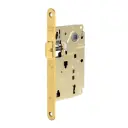 AGB B010105003 Serratura Centro Incasso per Porta Interna con Chiave Entrata 50mm Interasse 90mm Bordo Tondo 196x18mm Acciaio Finitura Ottonato Verniciato