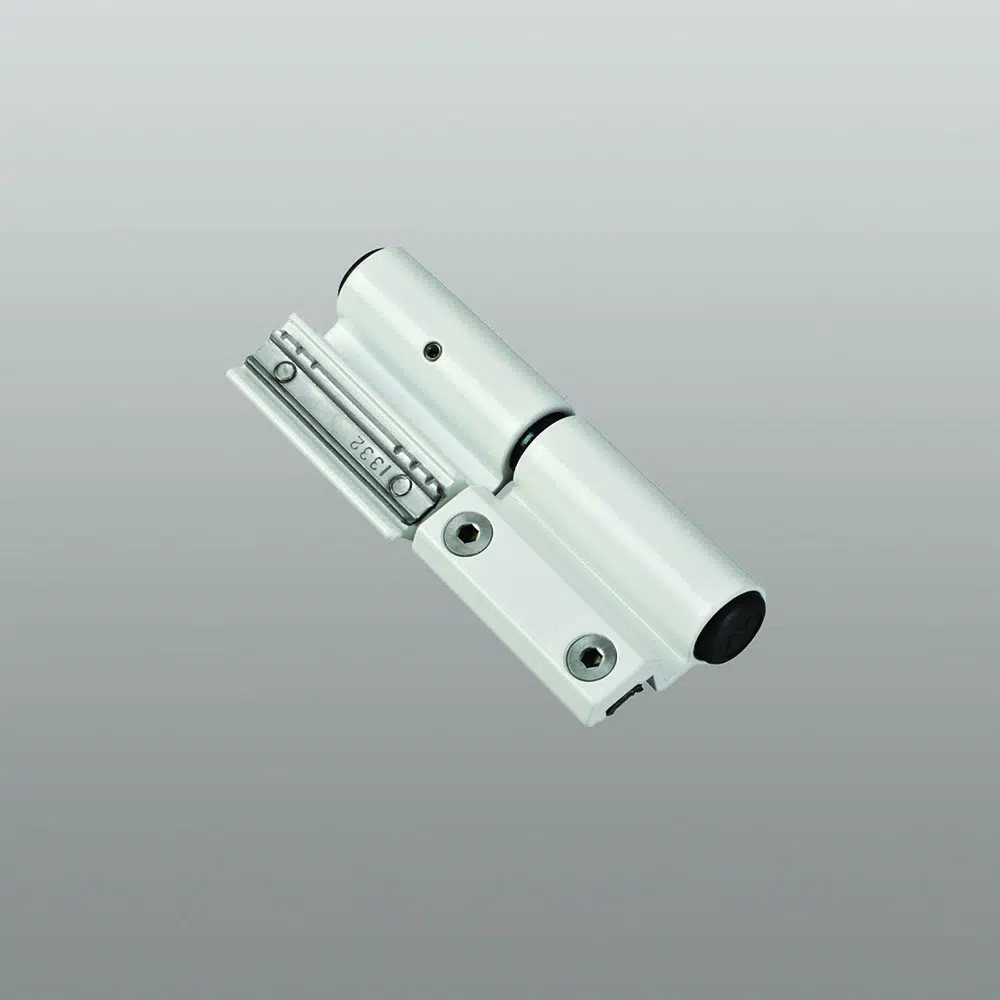Savio 1124.50 Summa Cerniera Registrabile 2 Ali per Profilo R40 Terza Anta Centro di Rotazione 15mm Portata 100-120Kg Finitura Verniciato Bianco
