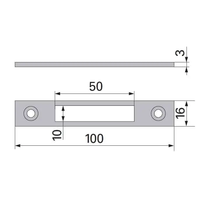 Iseo 2000009030016 Contropiastra Fiam per Serratura 903K per Serramento 100x16mm Acciaio Zincato