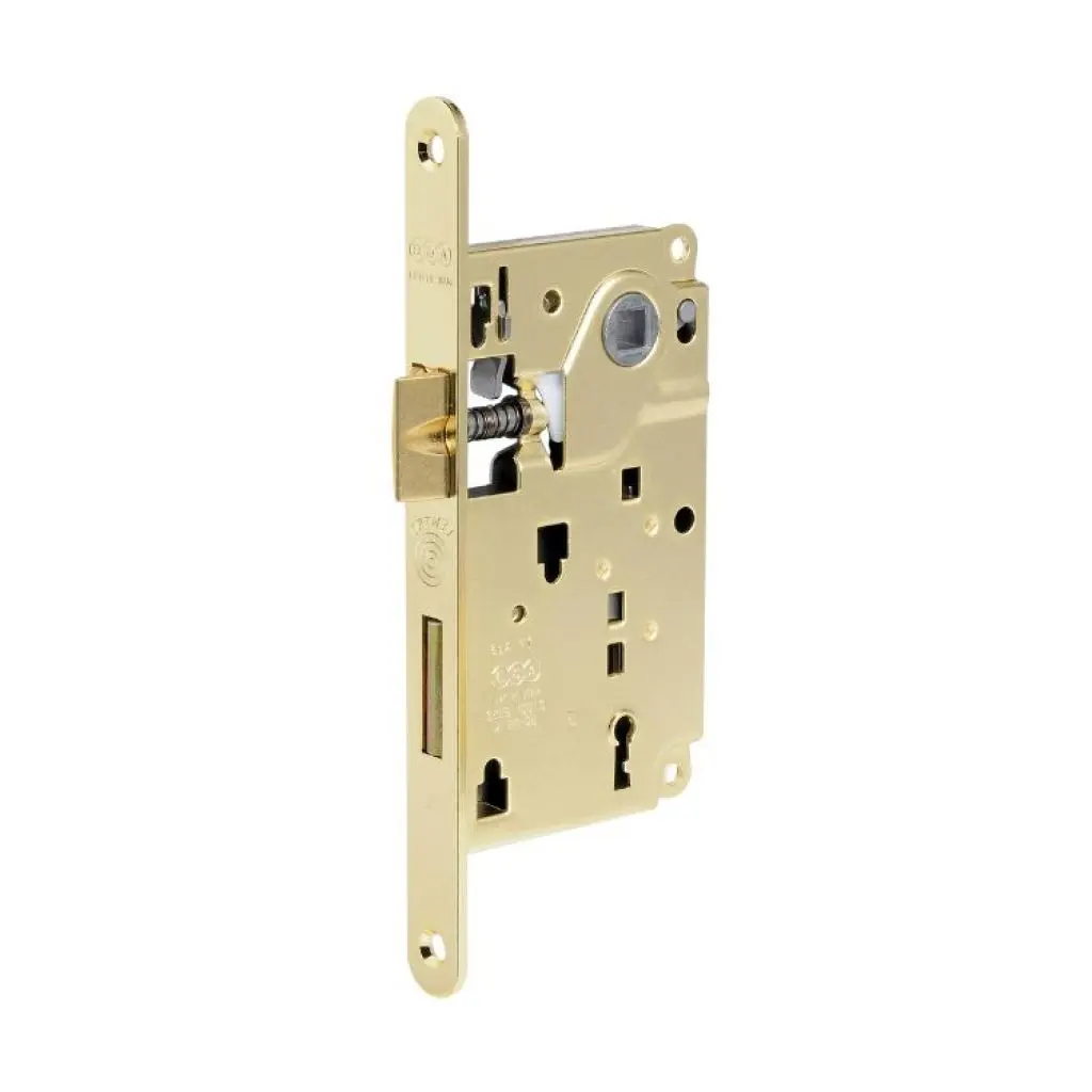 AGB B010015003 Serratura Centro Incasso per Porta Interna con Chiave Entrata 50mm Interasse 90mm Bordo Tondo 196x22mm Acciaio Finitura Ottonato Verniciato