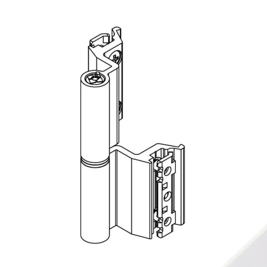 Giesse 00129410U Cerniera Flash Base per Terza Anta Profilo Erre 40 Altezza 93mm Portata 75-85Kg Alluminio Finitura Bianco
