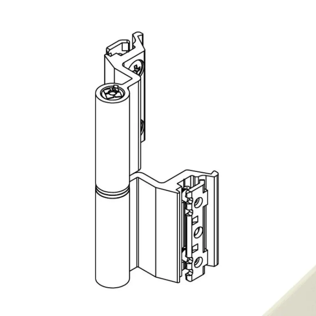 Giesse 00129430U Cerniera Flash Base per Terza Anta Profilo Erre 40 Altezza 93mm Portata 75-85Kg Alluminio Finitura Perla