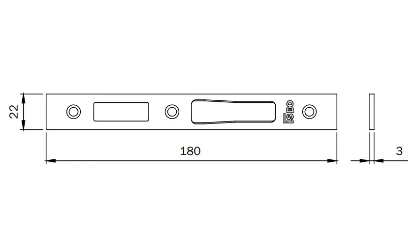 Iseo 038097 Contropiastra Piatta per Serratura 22x3 Inox
