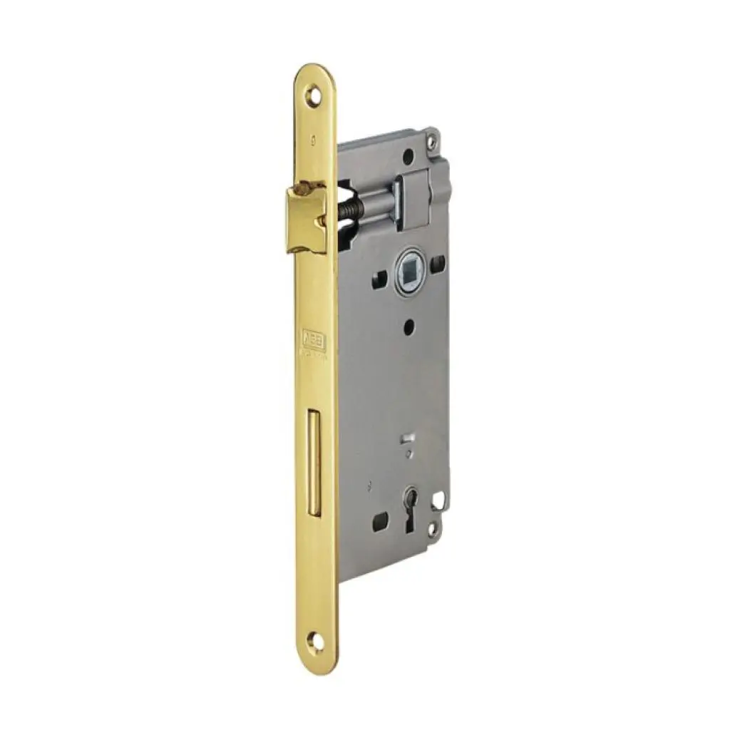 AGB B005975003 Serratura Patent Incasso per Porta Interni Entrata 50mm Interasse 90mm Bordo Tondo 238x18mm Acciaio Finitura Ottonato Verniciato