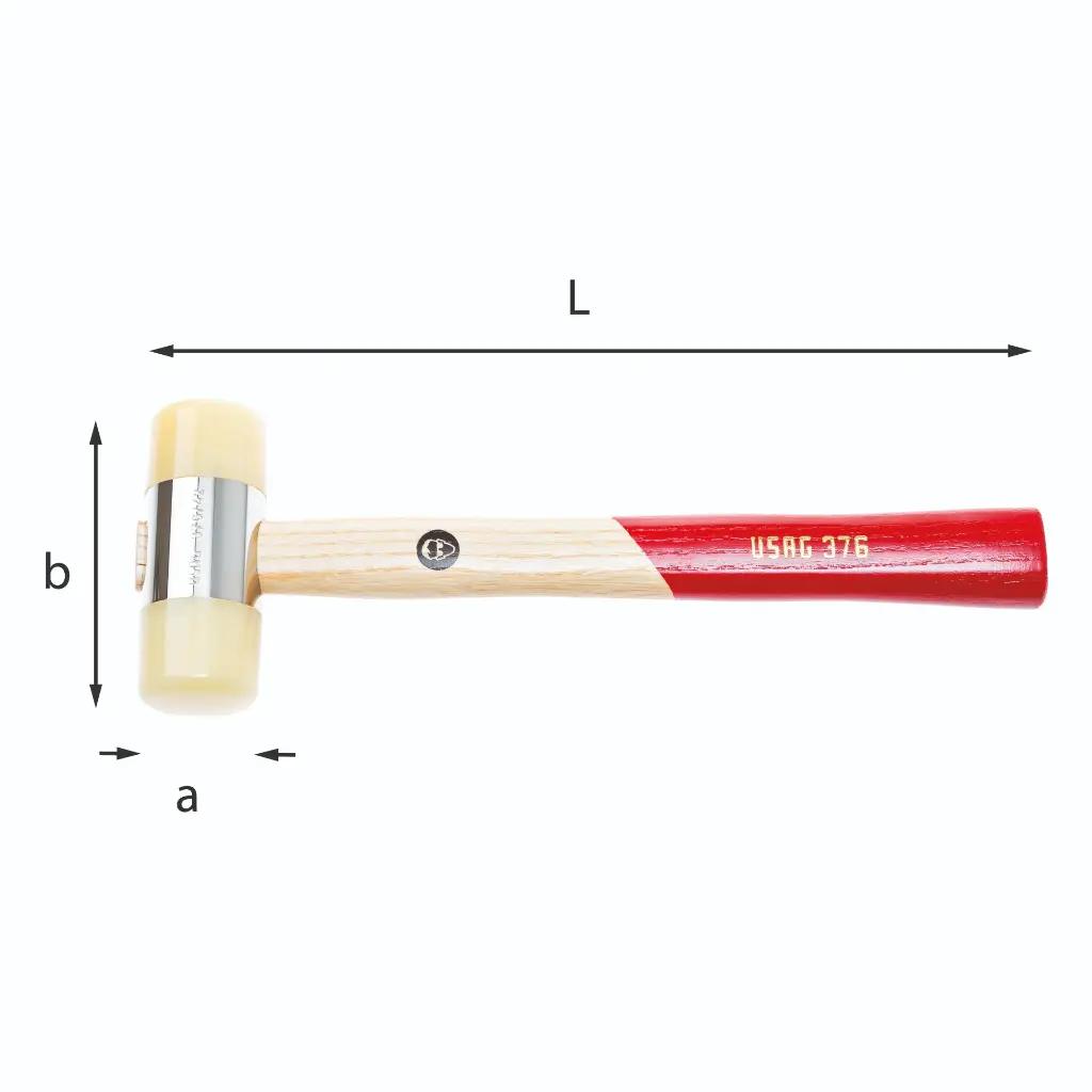 Usag U03760003 376 Mazzuola a Tasselli Intercambiabili in Materiale Plastico Superfice 35mm Lunghezza 300mm