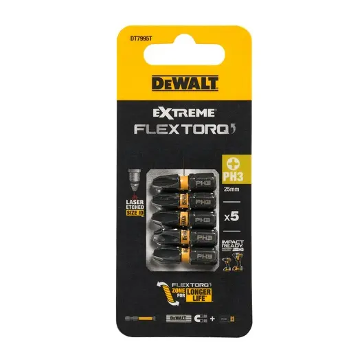 DeWalt DT7995T-QZ Blister 5 Inserti Impact Torsion Philips PH3 da 25mm