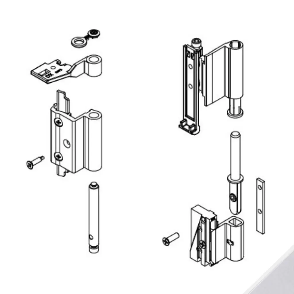 Giesse 04721350 Kit Cerniere Futura 3D 110 per Anta a Ribalta Profilo Erre 40 Alluminio e Zama Finitura Cromo Satinato
