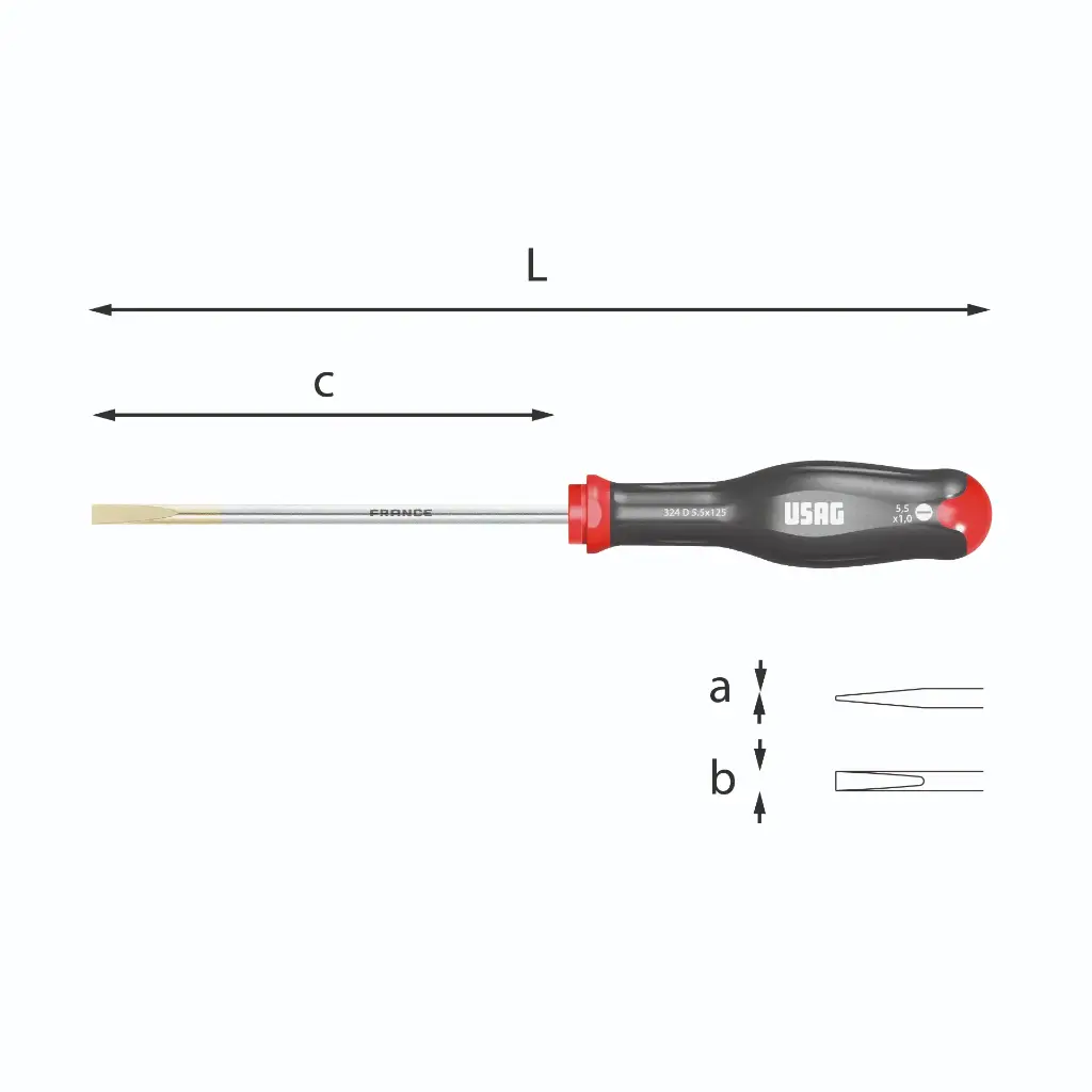 Usag U03240426 324D Giravite Cacciavite Spaccato per Viti con Intaglio 0,4x2,5x50 Lunghezza 144mm