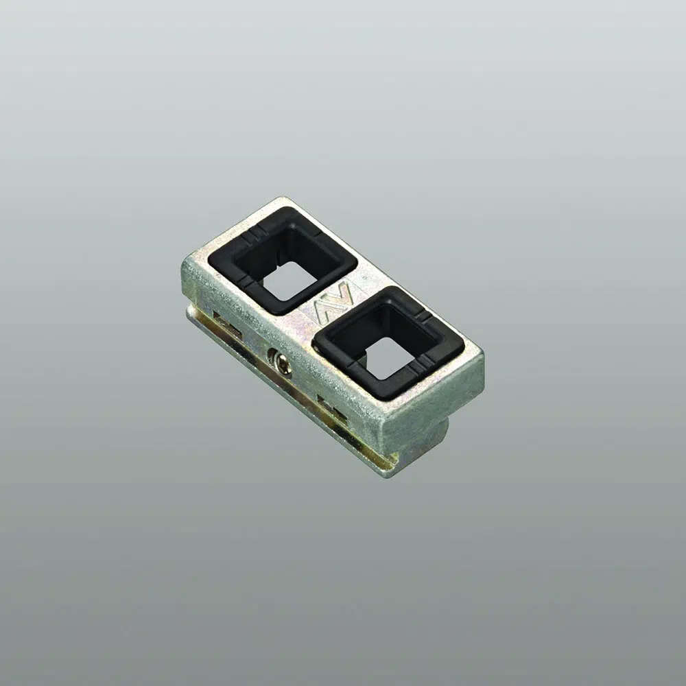 Savio 1414W Ferrogliera Doppia Registrabile per Ribalta Dimensioni 43x20x13mm Finitura Zincata Bianca