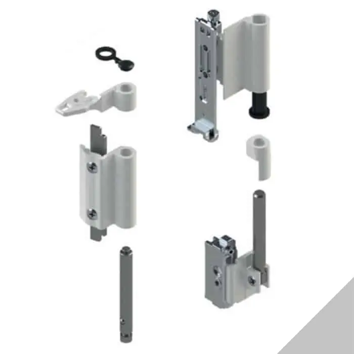 Giesse 04711376 Kit Cerniere Futura 3D 130 per Anta Ribalta Profilo CU Alluminio e Zama Finitura Argento
